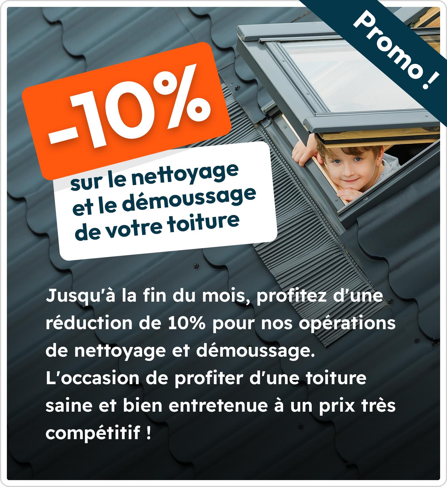 -10% sur le nettoyage et le démoussage de votre toiture